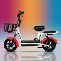 Vélo électrique urbain Little Prince pour adultes, cadre en acier haute teneur en carbone de 14 pouces, moteur à moyeu arrière, batterie au plomb-acide 48V, 2 personnes, 35-45 km d'autonomie