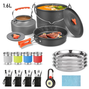 Outdoor Cooking Set 1.6L Pot Kettle Portable Foldable Cookware <b>Camping</b> Utensils with Cups Plates Cutlery Kit - Product Image 3