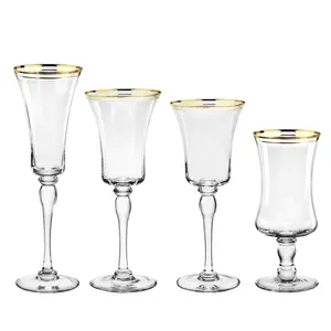 Set di bicchieri da vino di Design a fascia in oro all'ingrosso di bicchieri da champagne eleganti bicchieri e calici