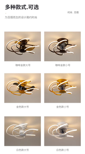 Ventilateur de plafond électrique LED 6 vitesses de luxe nordique, lampe en plastique, télécommande, application intelligente, extérieur, domestique - Product Image 5