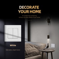 Interruptor de Luz de Pared Eléctrico Cuadrado Tipo 86*86mm, 2 Ganglios, 1 Vía/2 Vías, con Panel de PC en Color Gris, Dorado y Plateado, 10A 220-250V