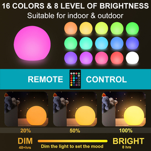 15cm 6 pouces rechargeable étanche LED boule solaire intérieur/extérieur bébé jouet lumière illuminée PE plastique IP65 DC alimentation électrique - Product Image 5