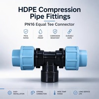 Pabrik kualitas tinggi potongan irigasi langsung biru fitting pipa kompresi Hdpe rumah kaca 160mm siku soket Tee konektor