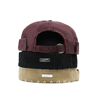 Hip Hop unisexe bonnet chapeau réglable coton cassé couleurs unies lettre étiquette sans bord casquettes couleur lavée Docker casquette sans visière