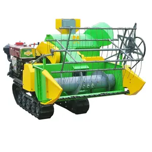 Cosechadora de granos totalmente automática, cosechadora agrícola combinada de pista de trigo y arroz de montaña