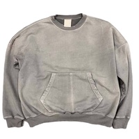 CrazyMaker hommes nouveau personnalisé pur coton épais à manches longues DTG motif brodé poche décoration mode délavé à manches longues