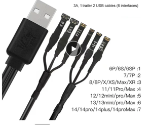 WYLIE cordon d'alimentation 3A 1To2 câble USB avec 6 interfaces prise en charge pour <span class=keywords><strong>IPHONE</strong></span> 6P à <span class=keywords><strong>11</strong></span> 12 13 14 <span class=keywords><strong>PRO</strong></span> MAX câble d'alimentation - Product Image 3