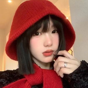 Écharpe et bonnet en laine pour femme, tricoté, à capuche, une pièce, chaud, coupe-vent, pliable, en fibre acrylique, automne et hiver - Product Image 1