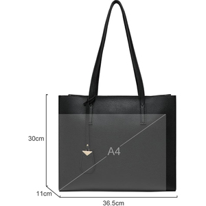 Женская большая мягкая сумка-тоут из искусственной кожи с застежкой-молнией, подкладкой из полиэстера и логотипом – простой дизайн для школы, работы и отдыха - Product Image 2