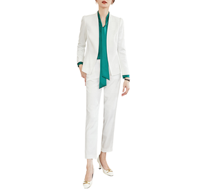 Usine haut de gamme fournissant des tenues exclusives à deux couleurs avec col <span class=keywords><strong>rose</strong></span> vestes pantalons ensembles de costumes pour femmes - Product Image 5
