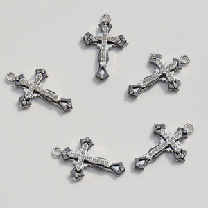 Cross Pendant Alloy Plated With Round Brilliant Cut Diamonds For Jewelry Making <b>DIY</b> Accessories Material <b>Kit</b> - Product Image 3