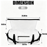 Sac de voyage en PVC résistant à l'eau 60L avec logo personnalisé, sac de sport grande capacité pour activités de plein air, kayak, rafting