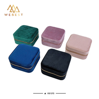 Webest Boîte à bijoux en velours Boîte à bijoux Premium à fermeture éclair Grille intérieure en velours de voyage pour boîte à bijoux