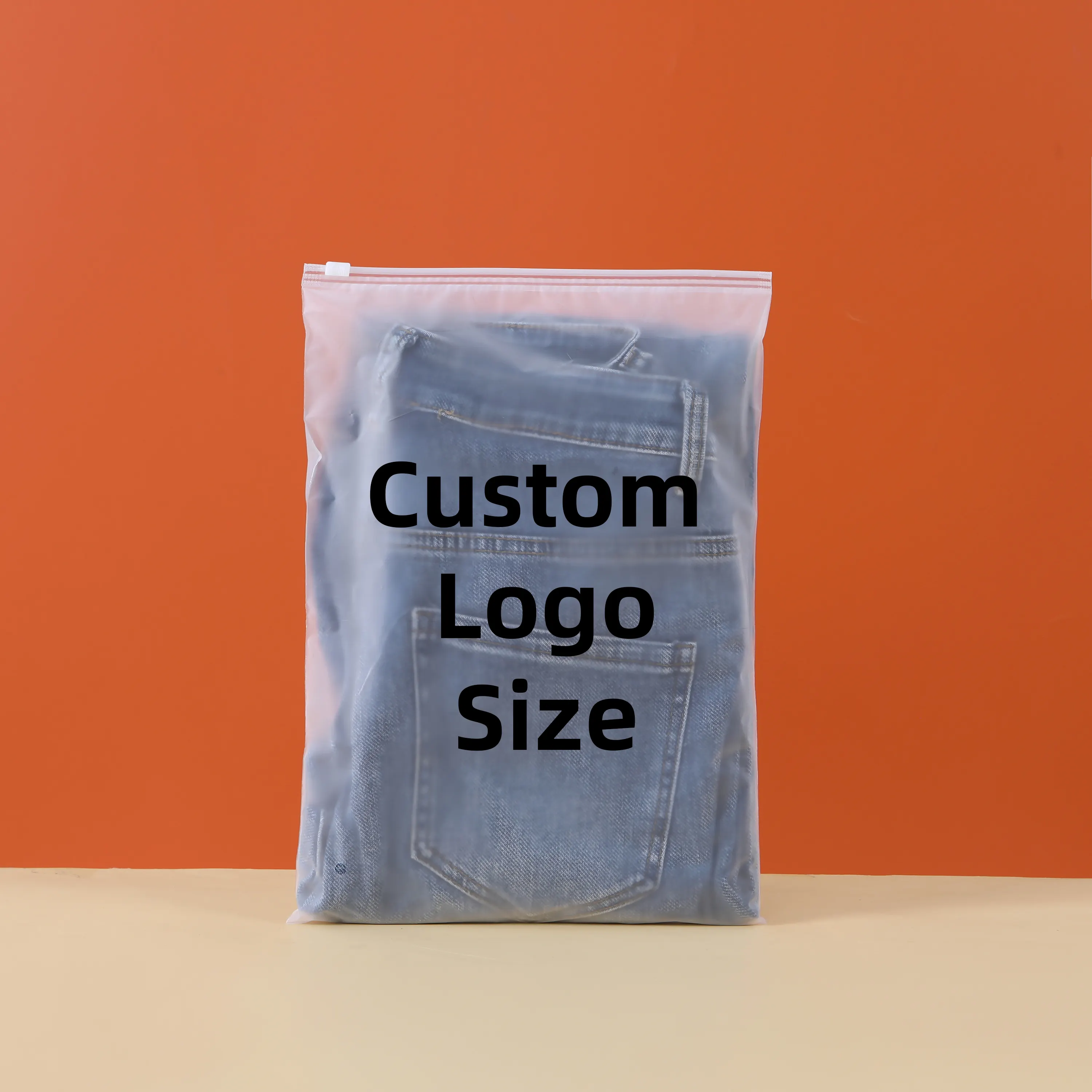 Printed Logo Resealable Poly Pe Clothing T-Shirts Bag Custom Frosted Zipper Plastic Packaging Zip Lock Bag For Clothes