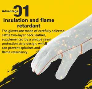 中国制造商的ce认证长钨极氩弧焊手套定制XL尺寸牛皮棉衬里氩弧焊机的安全 - Product Image 3