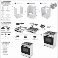 Cuisinière à gaz et électrique CKD 2 feux gaz 2 plaques chauffantes électriques avec four 80L 60*60, cuisinière autonome GPL