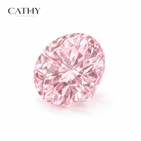 CATHY Diamant de laboratoire rond brillant rose vif fantaisie HPHT CVD, pierre lâche certifiée IGI, percée au laser, pour bijoux CA-LR01