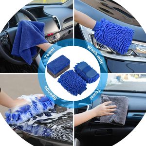 LQ260901 Kit de 22 outils de nettoyage et de detailing automobile avec sac en toile, seau pliable, gant de lavage, éponge et serviettes - Product Image 4