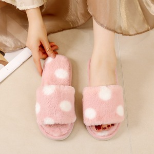 Pantuflas de Mujer con Punta Abierta, Forradas de Peluche, Planas, Suaves, con Estampado de Corazón, Antideslizantes, para Interiores y Exteriores, para la Playa - Product Image 1