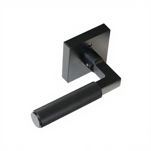 Factory Supply Modern Knurled Tubular <b>Door</b> Handle <b>Locks</b> Ambidextrous Touch Control Easy Installation Black for Bedroom Office - Product Image 4