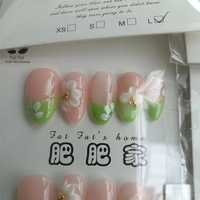 Uñas Postizas Hechas a Mano con Diseño de Almendra, 10 Piezas, Uñas Decoradas con Mariposas y Patrón de Ataúd para un Estilo Elegante