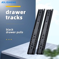AOLISHENG 45mm 와이드 블랙 볼 베어링 텔레스코픽 사이드 마운트 서랍 슬라이드