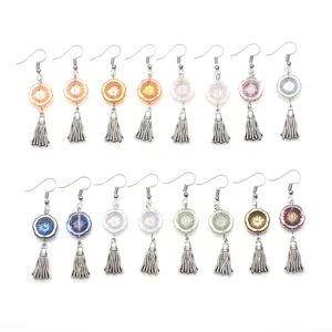 ZHB Round Crystal Flower Handmade Earrings Pairs Zinc Alloy Tassels Silver Plated Alloy Hooks Glass Beads Fashion Jewelry