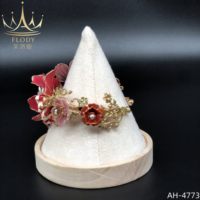 FLODY AH-4773 Service OEM Usine de gros Bijoux Bracelet de mariage fait main avec de grandes fleurs rouges et roses vives pour cheveux de mariée