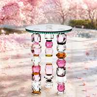 Table d'appoint en cristal K9 prismatique à plusieurs niveaux, table d'appoint géométrique en verre, meubles en cristal pour la décoration intérieure moderne et luxueuse