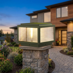 Outdoor Handmade Post Cap <b>Light</b> Fixture <b>LED</b> Pillar Lamp Acrylic <b>Diffuser</b> Aluminum Louvered Design Home Decoration Lantern - Product Image 2