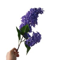 2 têtes de fleurs artificielles en plastique souple, style peinture à l'huile 3D réaliste, couleur lilas, pour centre de table, décoration intérieure et extérieure