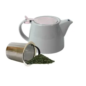 Sample Available Wholesale porcelain tea Pots for loose leaf tea pot with stainless seel srainer and lid