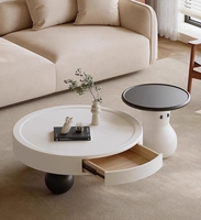 Ensemble de tables basses de style bonhomme de neige, finition crème, minimaliste moderne, pour petits salons - Table basse de luxe légère pour la maison