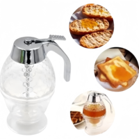 Pot de distributeur de miel en plastique amélioré sans goutte à goutte avec base pour stockage et distribution de sauce au chocolat et de confiture