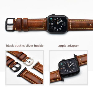 Correas de reloj de lujo de cuero genuino de cera de aceite de Italia para <span class=keywords><strong>Apple</strong></span> <span class=keywords><strong>Watch</strong></span> Ultra Band 38mm <span class=keywords><strong>40mm</strong></span> 41mm 42mm 44mm 45mm 49mm <span class=keywords><strong>SE</strong></span> 8 7 6 5 4 3 2 - Product Image 4