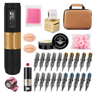 Kit de maquillaje permanente inalámbrico Tuffking, máquina de tatuaje rotativa con pantalla para práctica de cejas y labios, suministros. - Product Image 3