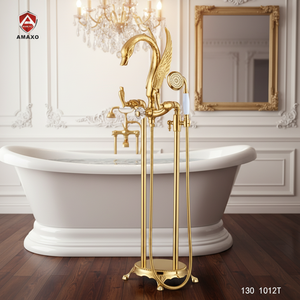 Robinet de douche à poser au sol <span class=keywords><strong>AMAXO</strong></span> 130 1012T-6 à poignée unique en laiton avec pommeau de douche rond à jet de pluie doux, certifié CE SASO UPC - Product Image 1