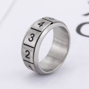 Retro Style <b>Titanium</b> Steel Rotating <b>Ring</b> With Arabic Numerals Unisex Fashion Jewelry Gift For Men And Women - Product Image 1