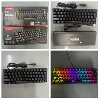 Souris de jeu filaire T-WOLF T61 TKL, clavier mécanique de jeu miniature 60% avec interrupteurs bleus, clavier personnalisé RGB, langues espagnole et russe