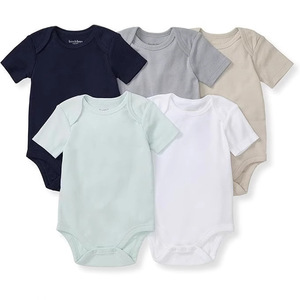 Paquete <span class=keywords><strong>de</strong></span> 5 Bodys <span class=keywords><strong>de</strong></span> Manga Corta para Bebé Unisex, 100% Algodón, Colores Neutros, Mamelucos para Recién Nacido, Ropa Suave y Transpirable para Bebé - Product Image 1