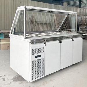 Refrigerador de Ensaladas de Alta Calidad con Certificación CE, 3 Puertas, Mostrador Abierto, Barra de Ensaladas Comercial, Mesa de Preparación para Buffet, 1.8M - Product Image 4