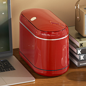 Desktop Trash Can Oval With Lid Large Capacity Narrow <b>Gap</b> Storage For Home Office Bedroom Indoor Use - Product Image 2
