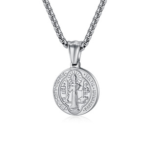 St. Benedict Exorcist Necklace <b>Titanium</b> Steel Coin Pendant Unisex Fashion Jewelry Gift Round Themed Pendant - Product Image 5