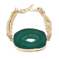 Ensemble de bracelets en pierres naturelles, agate verte, druzy, jaspe, pierre de Dalmatien, bijoux superposés pour femmes, vente en gros