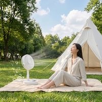Ventilateur Électrique Portable Pliable avec Haut-Parleur, 4 Vitesses, Sans Fil, Rechargeable, pour Voiture et Bureau