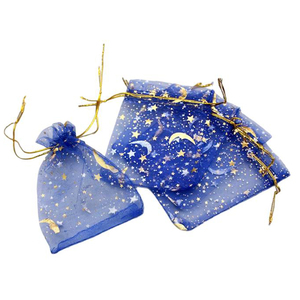 Sacs à cordon en organza Sacs de mariage Sacs à bijoux en organza Pochette cadeau avec motif coeur doré - Product Image 4