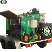 Système de sablage sans poussière monté sur remorque avec compresseur d'air diesel intégré, unité mobile de sablage/sablateurs tractable