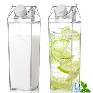 Bouteille d'eau carrée transparente en plastique, type carton de lait, étanche, portable, réutilisable, 500-1900ML, compatible lave-vaisselle, pour fêtes, fitness, camping, sport - Product Image 6