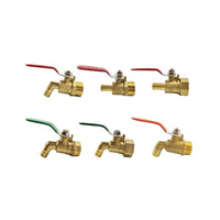 Robinet à bille en laiton sur mesure 1/8'' avec raccord cannelé, filetage mâle, poignée rouge pour eau, huile, gaz, robinet à bille cannelé 3/8''