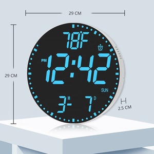 Phòng khách RGB Neon bàn lớn báo động lớn hiển thị đồng hồ điều khiển vô tuyến 9 inch 3D vòng phát sóng thông minh LED chữ số đồng hồ treo tường - Product Image 2